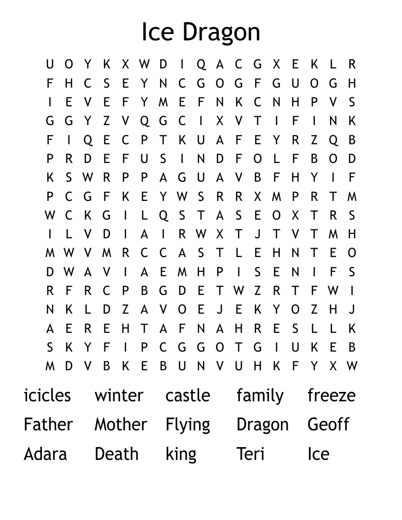 Ice Dragon Word Search
