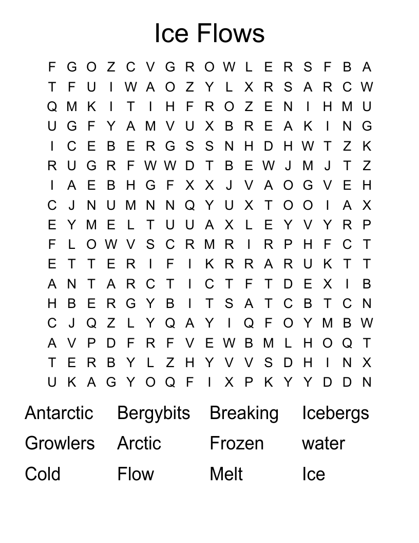 Ice Flows Word Search