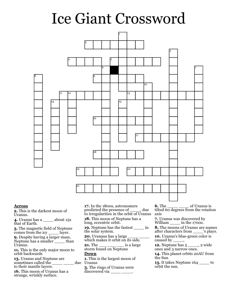 Ice Giant Crossword
