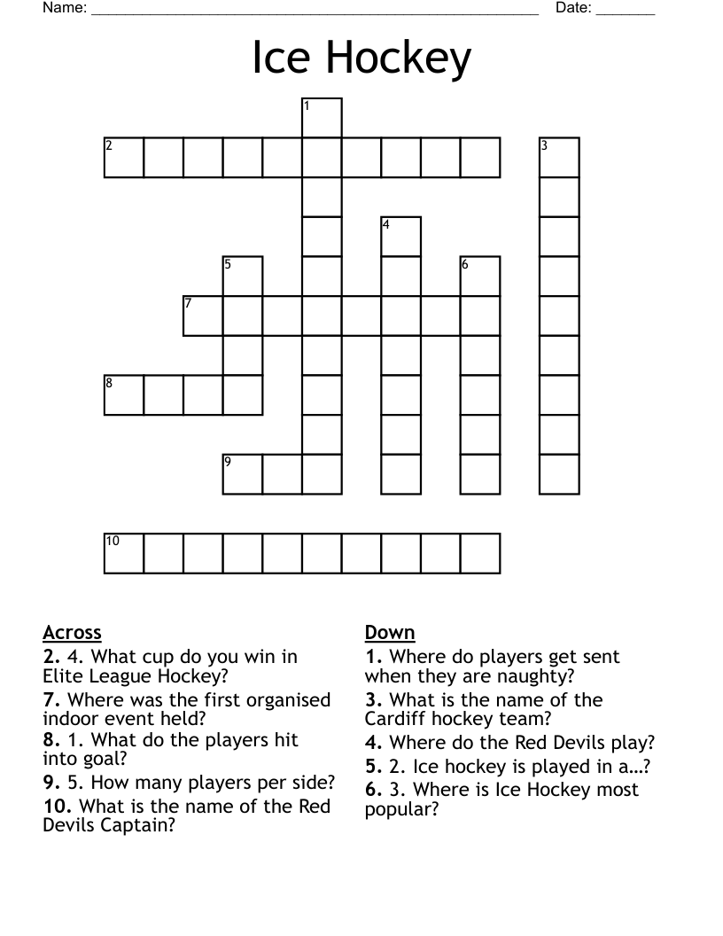 Ice Hockey Crossword