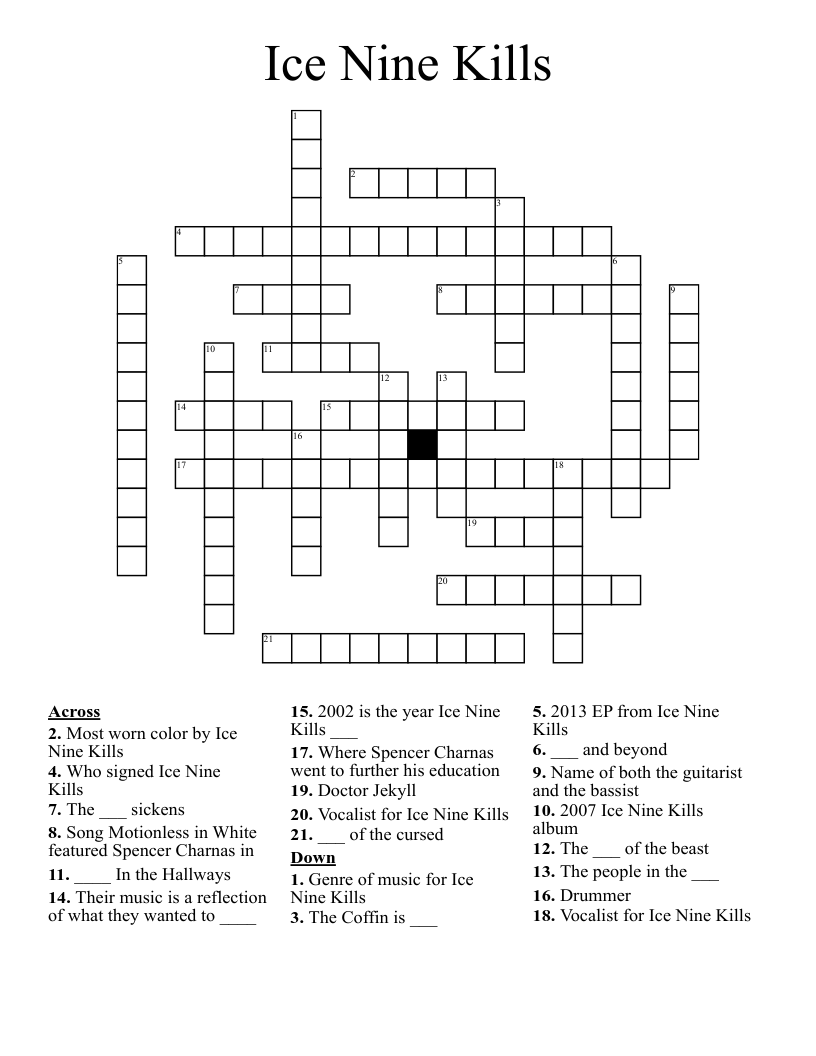 Ice Nine Kills Crossword