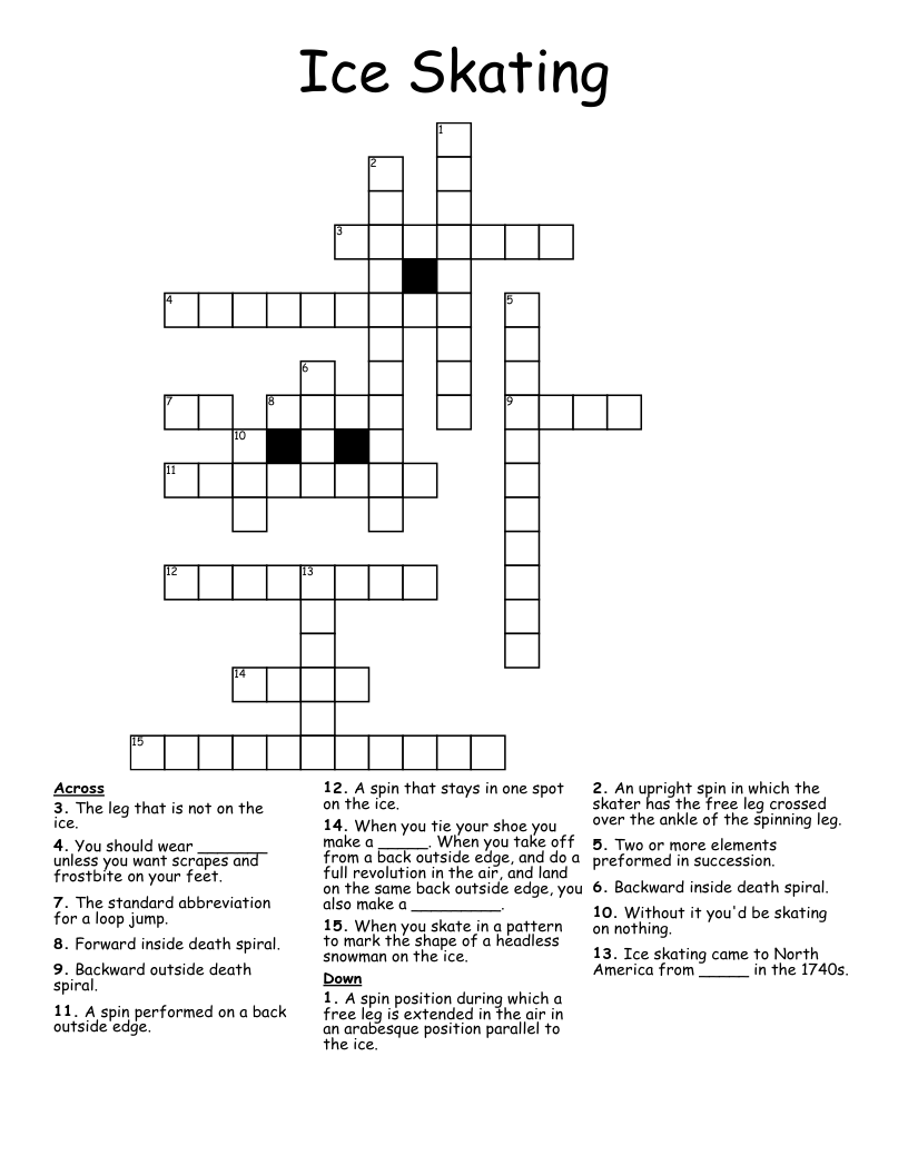 Ice Skating Crossword