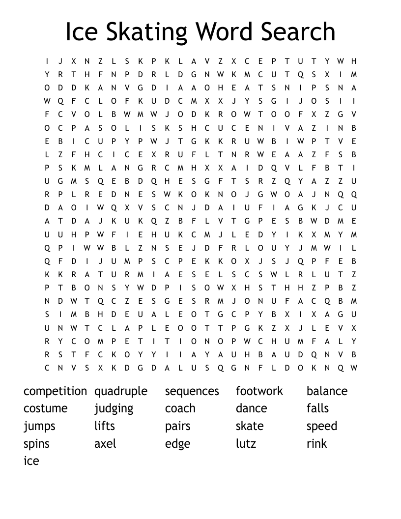 Ice Skating Word Search