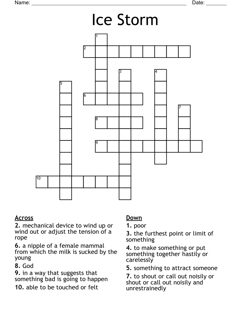 Ice Storm Crossword