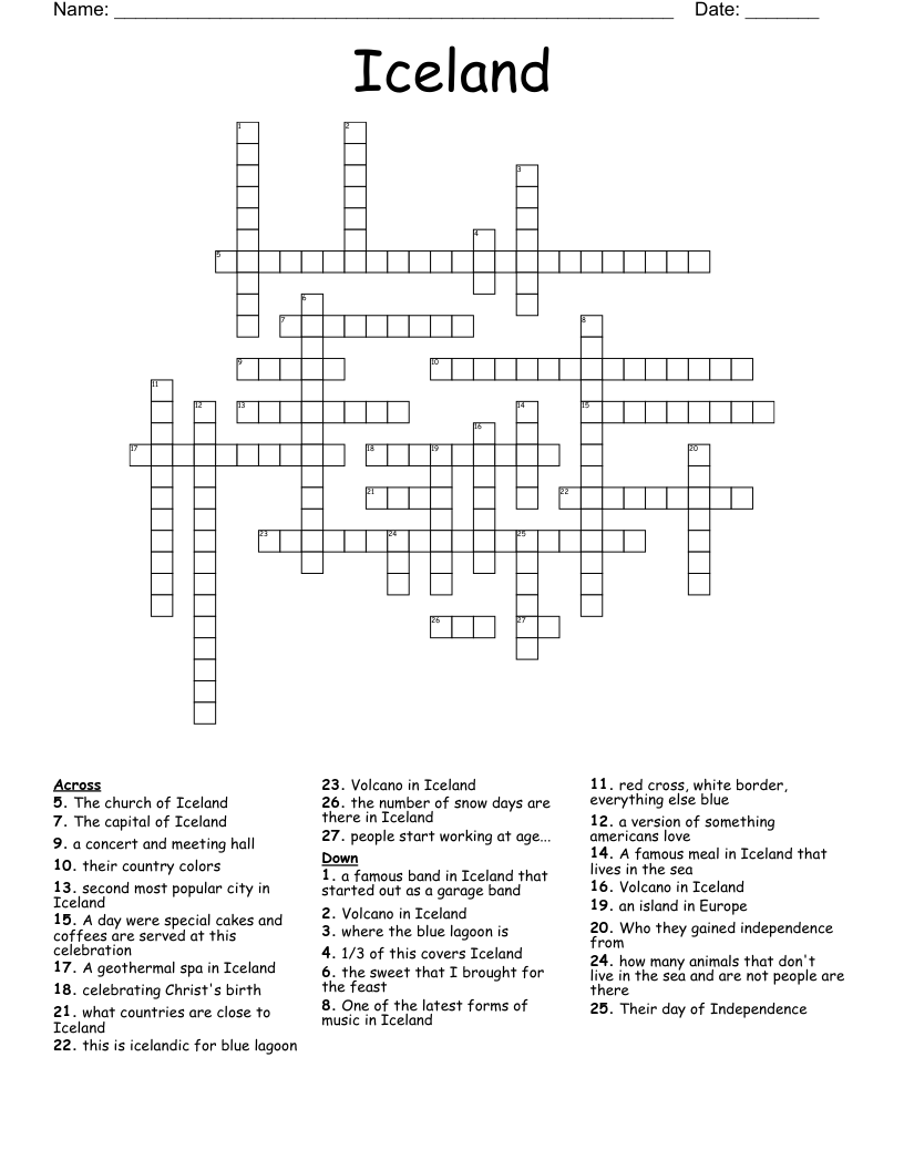 Iceland Crossword