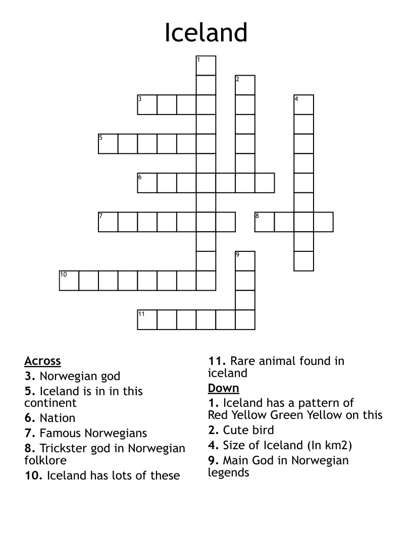 Iceland Crossword