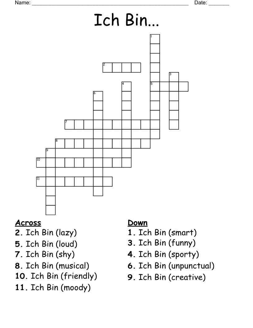 Ich Bin... Crossword