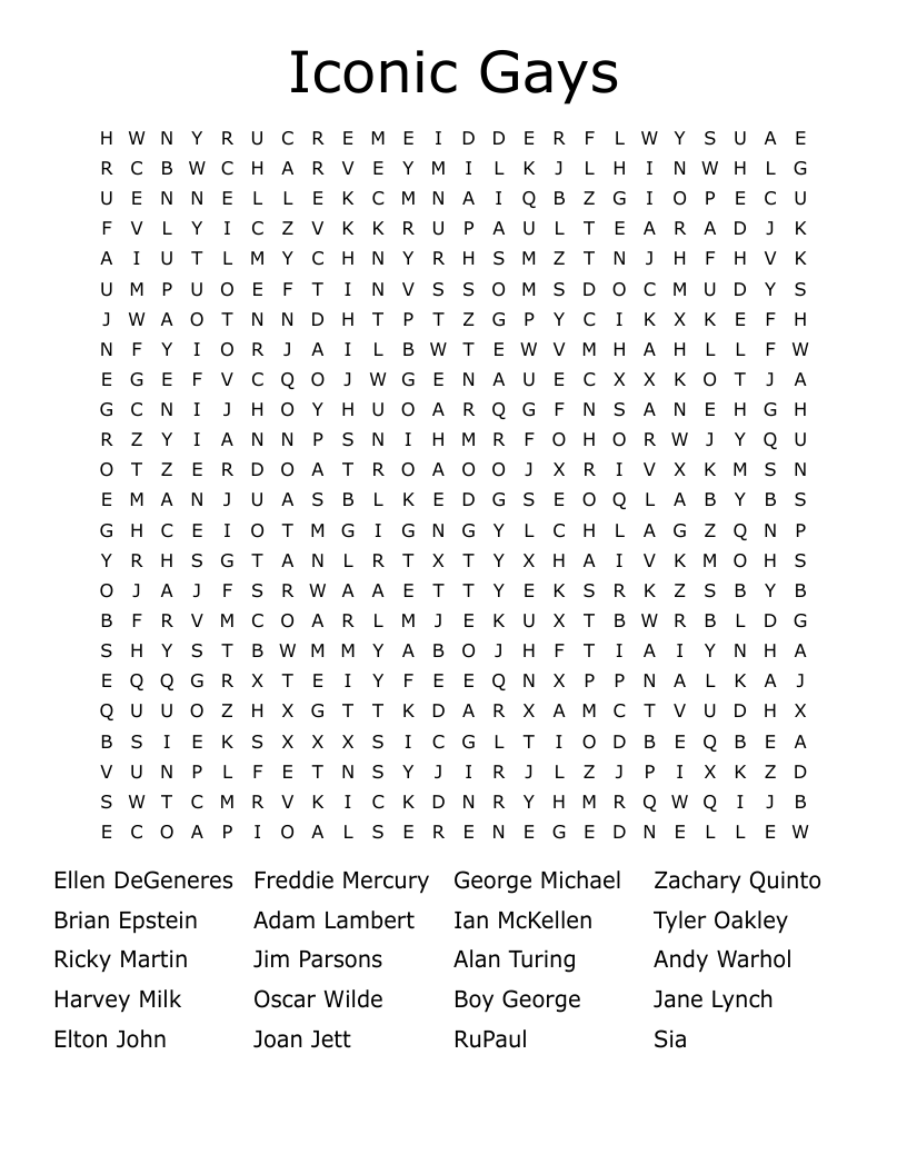 Iconic Gays Word Search
