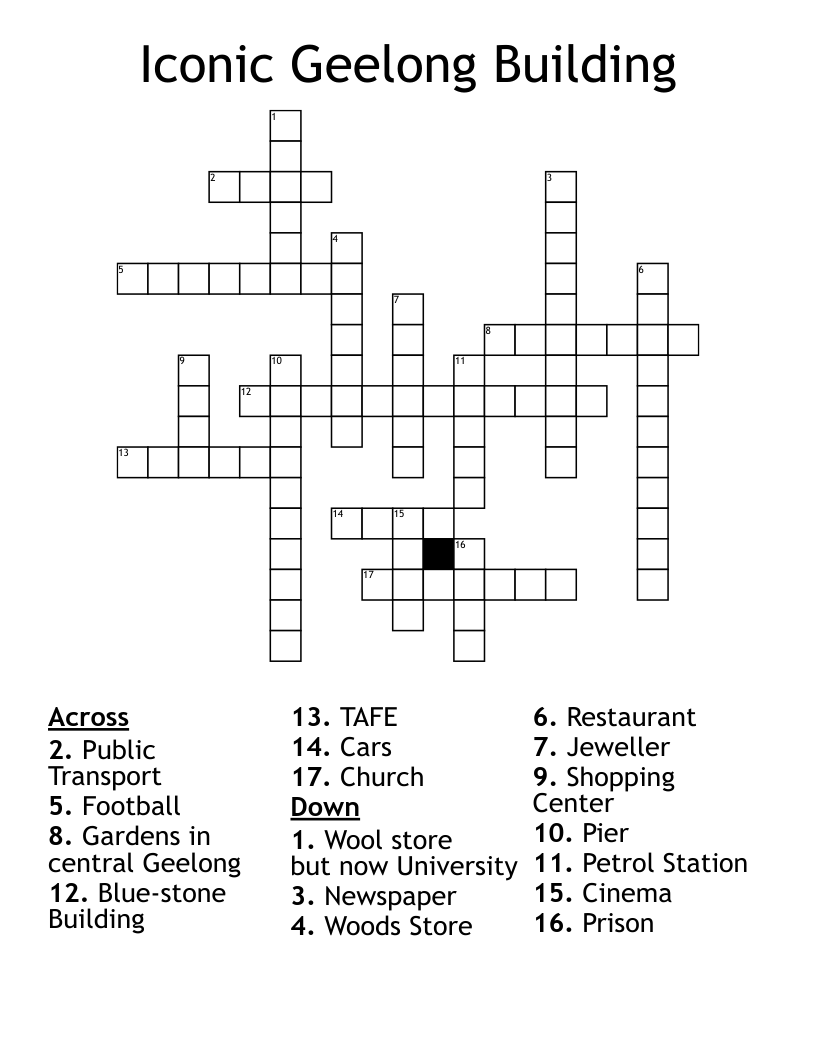 Iconic Geelong Building Crossword