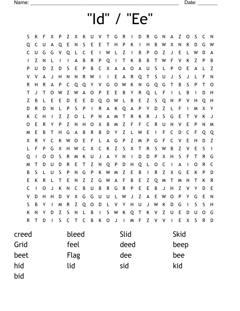 "Id" / "Ee" Word Search