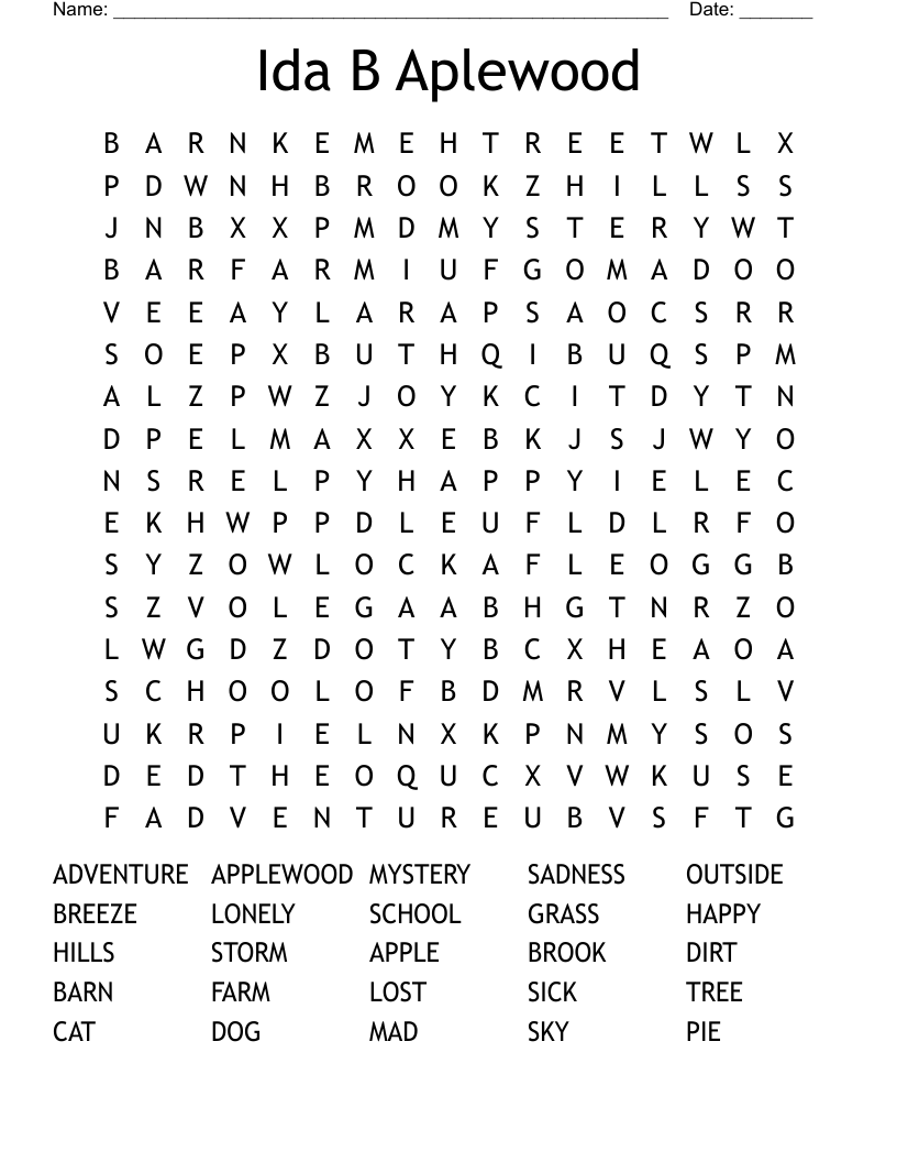 Ida B Aplewood Word Search