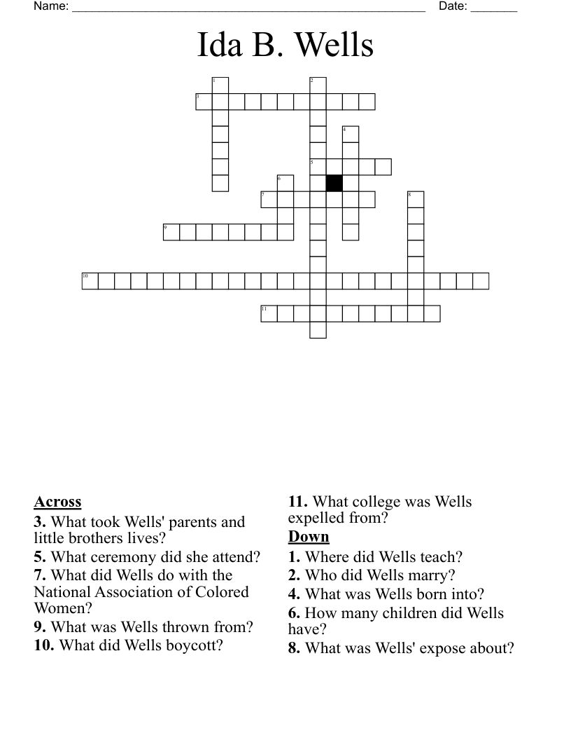 Ida B. Wells Crossword
