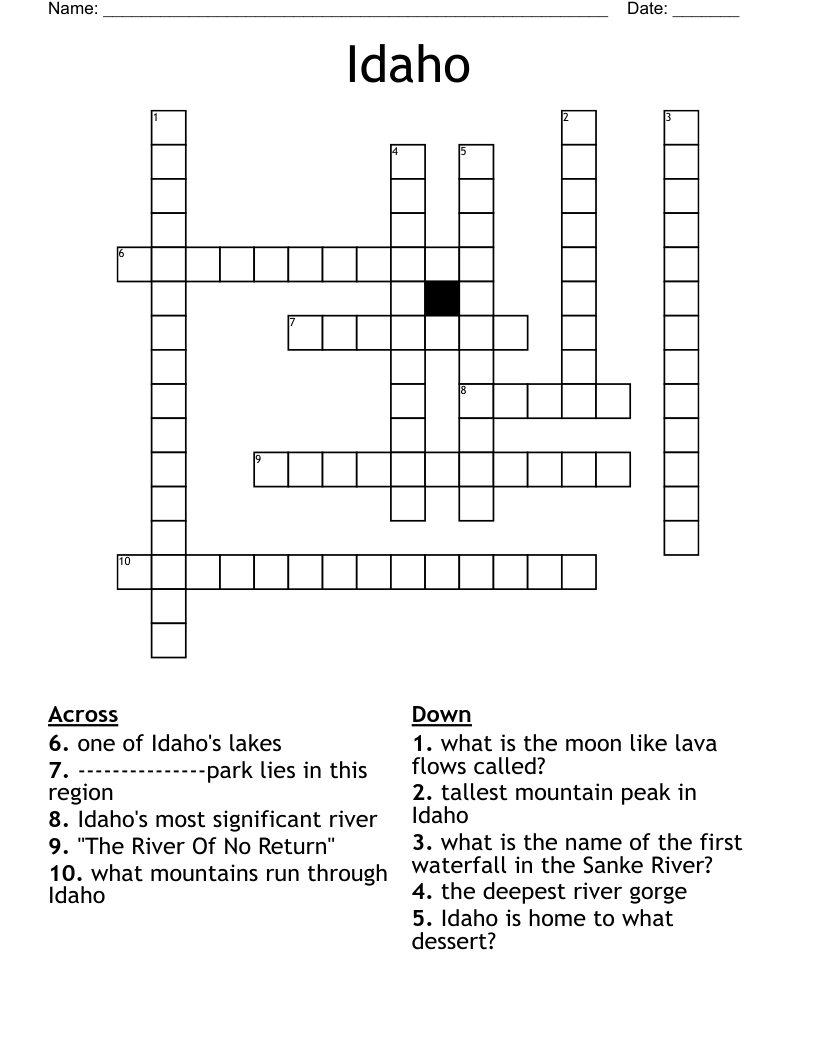 Idaho Crossword