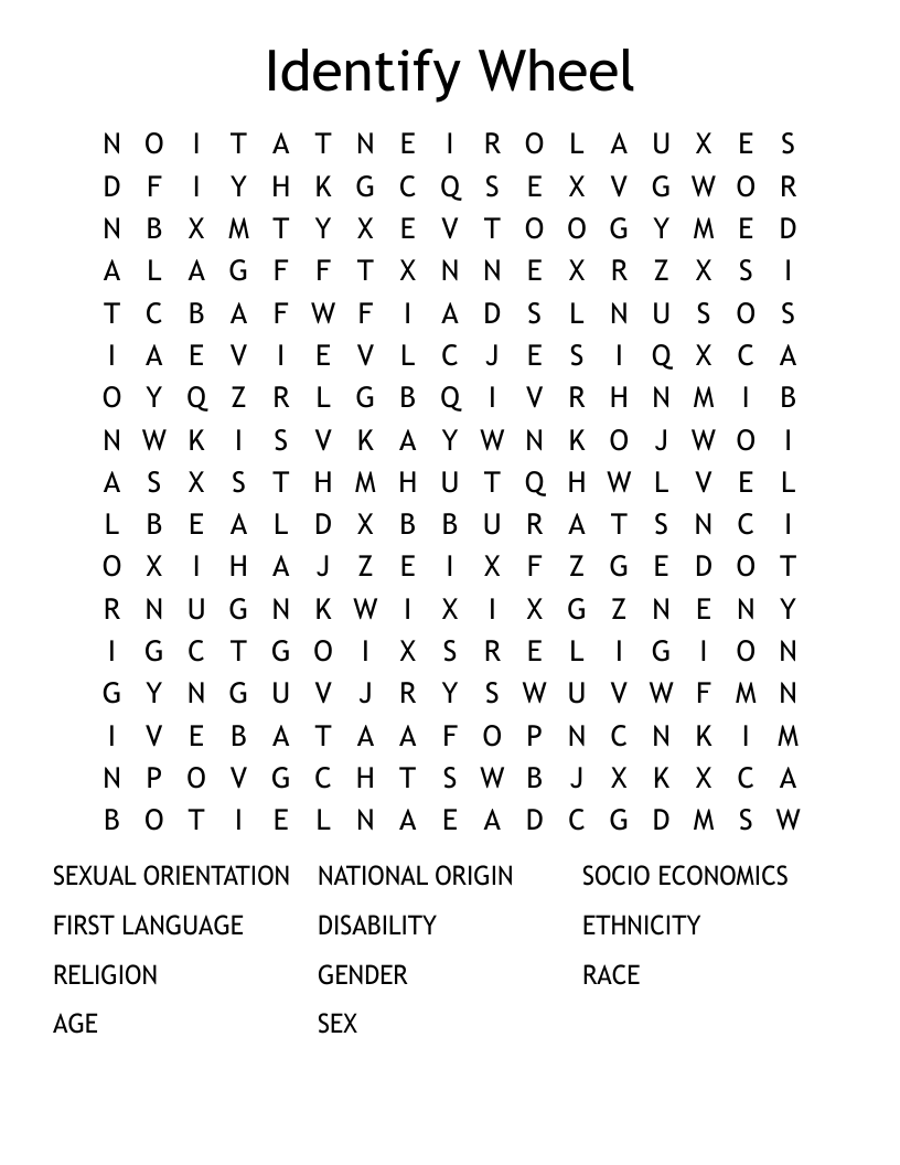 Identify Wheel Word Search