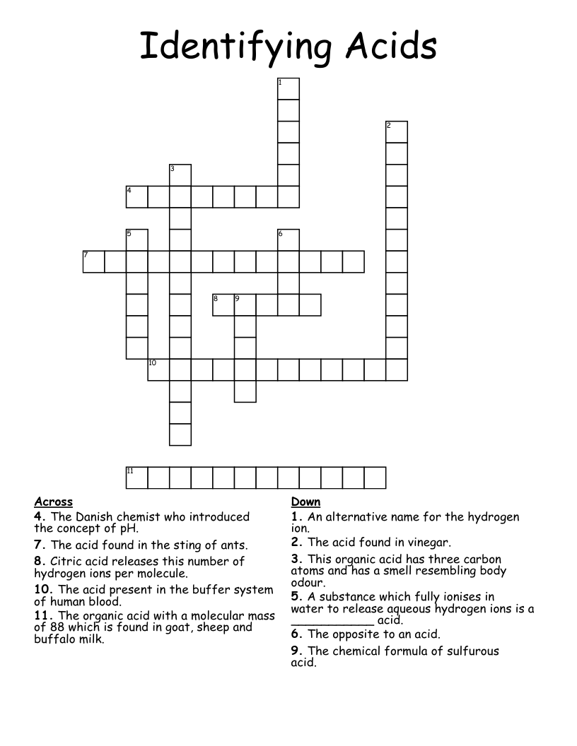 Identifying Acids Crossword