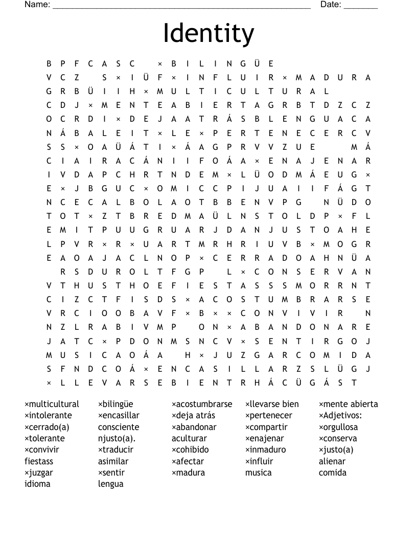 Identity Word Search