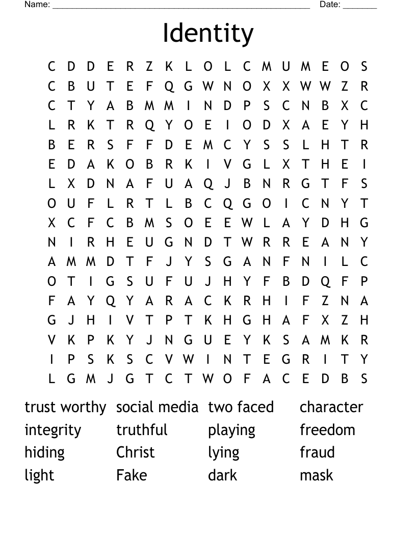 Identity Word Search