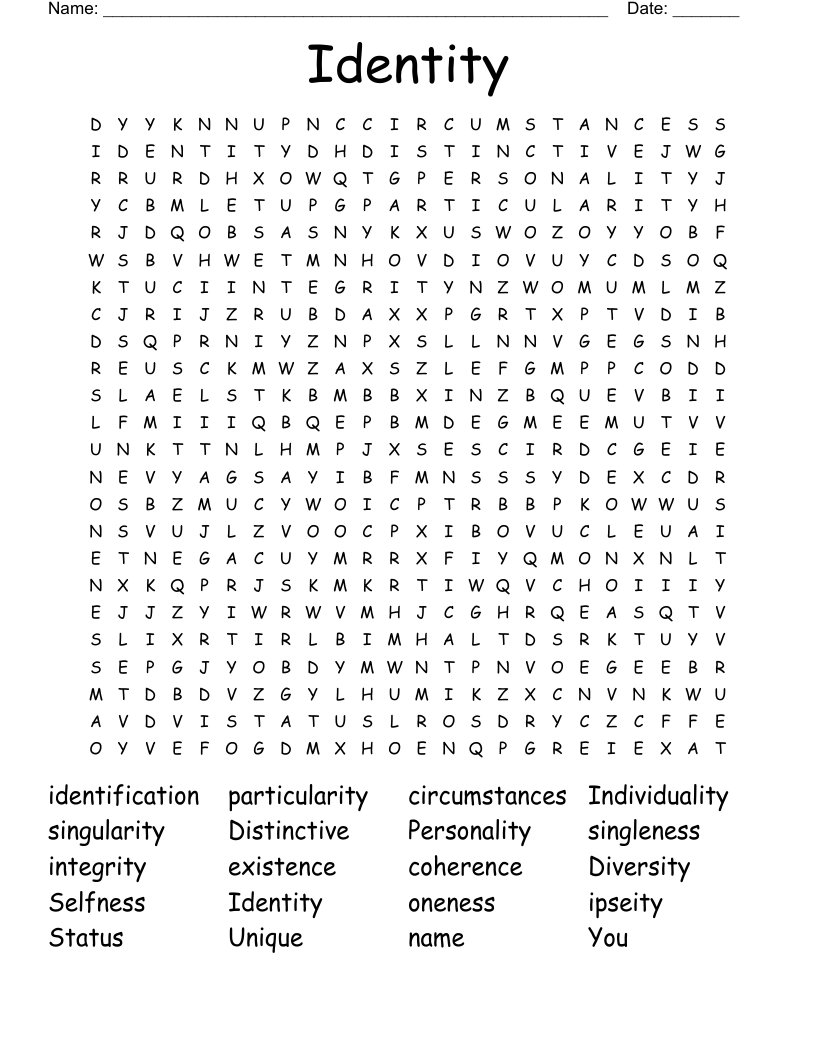 Identity Word Search