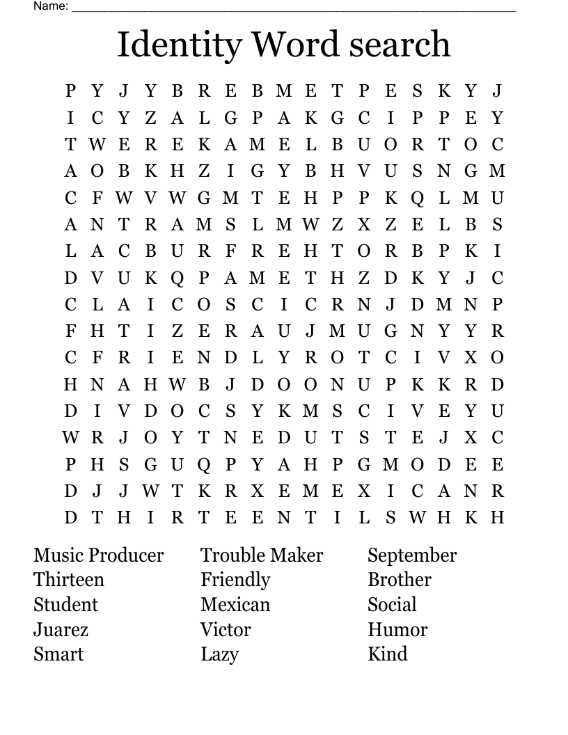Identity Word search