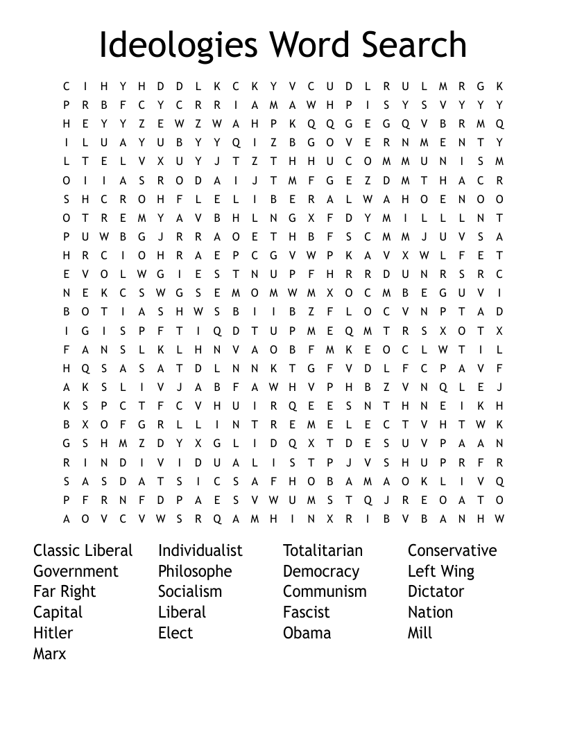 Ideologies Word Search