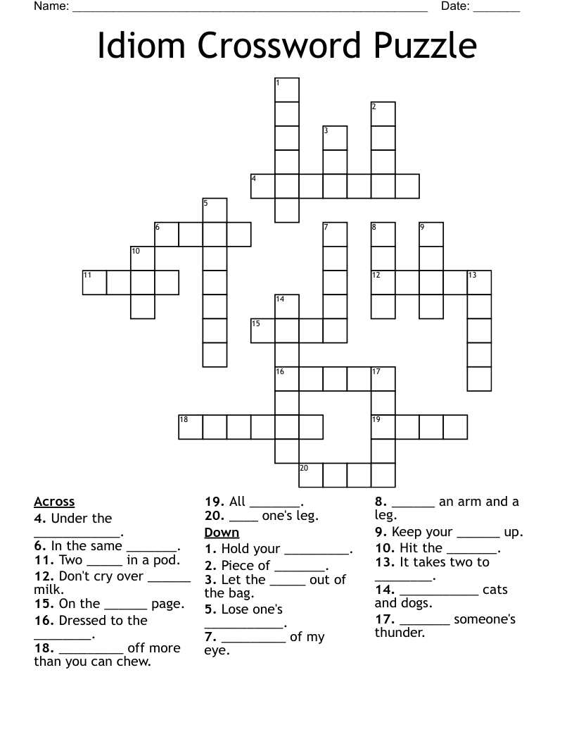 Idiom Crossword Puzzle