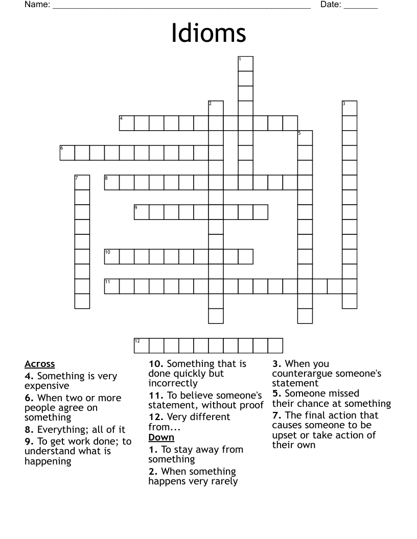 Idioms Crossword