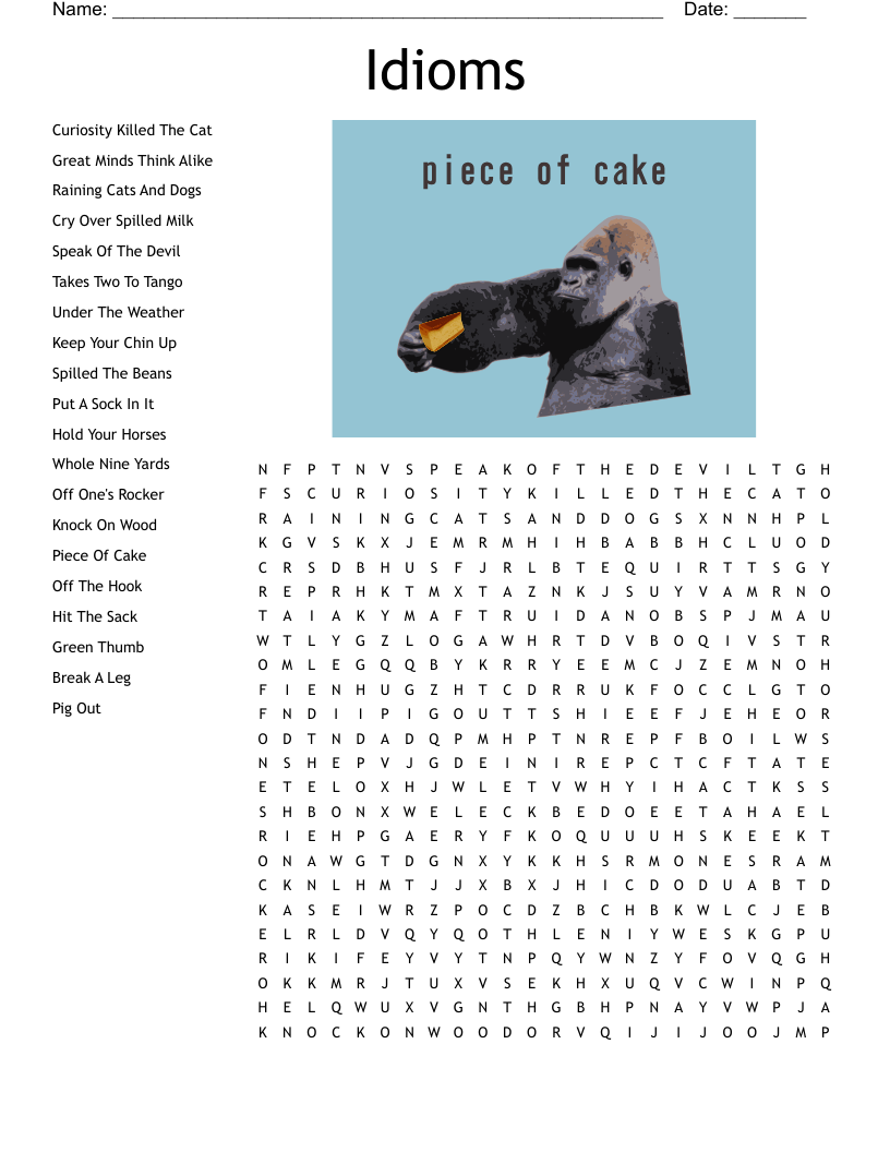 Idioms Word Search