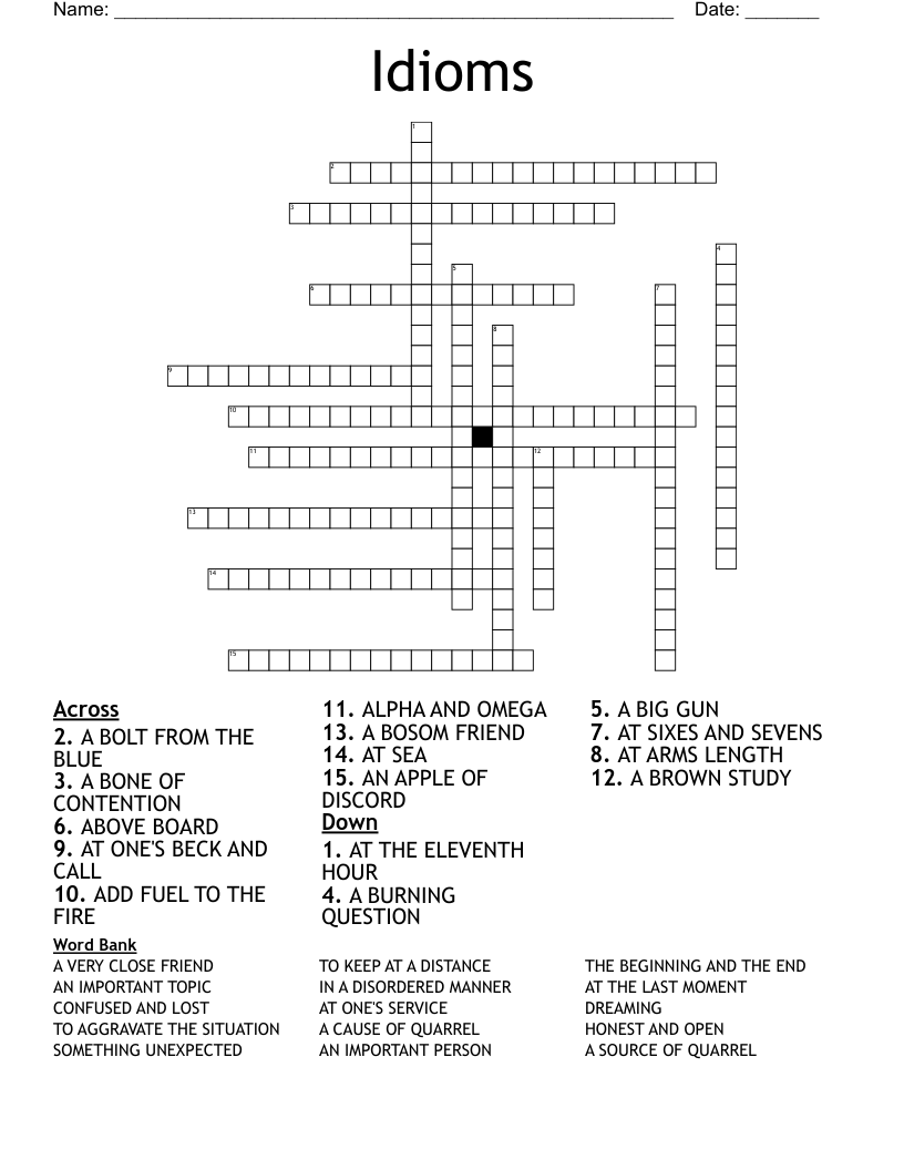 Idioms Crossword