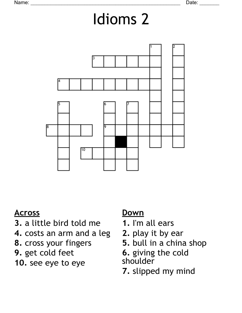 Idioms 2 Crossword