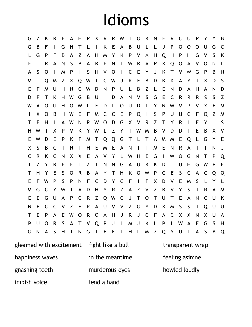Idioms Word Search