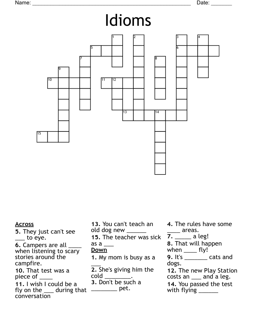 Idioms Crossword
