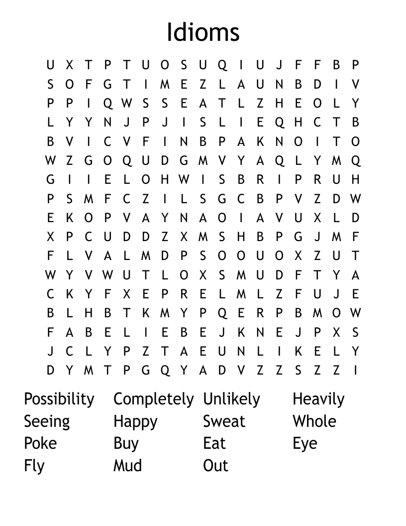 Idioms Word Search