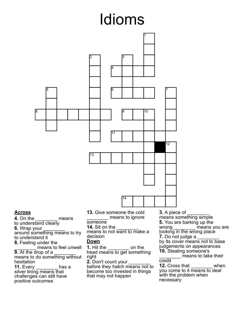 Idioms Crossword