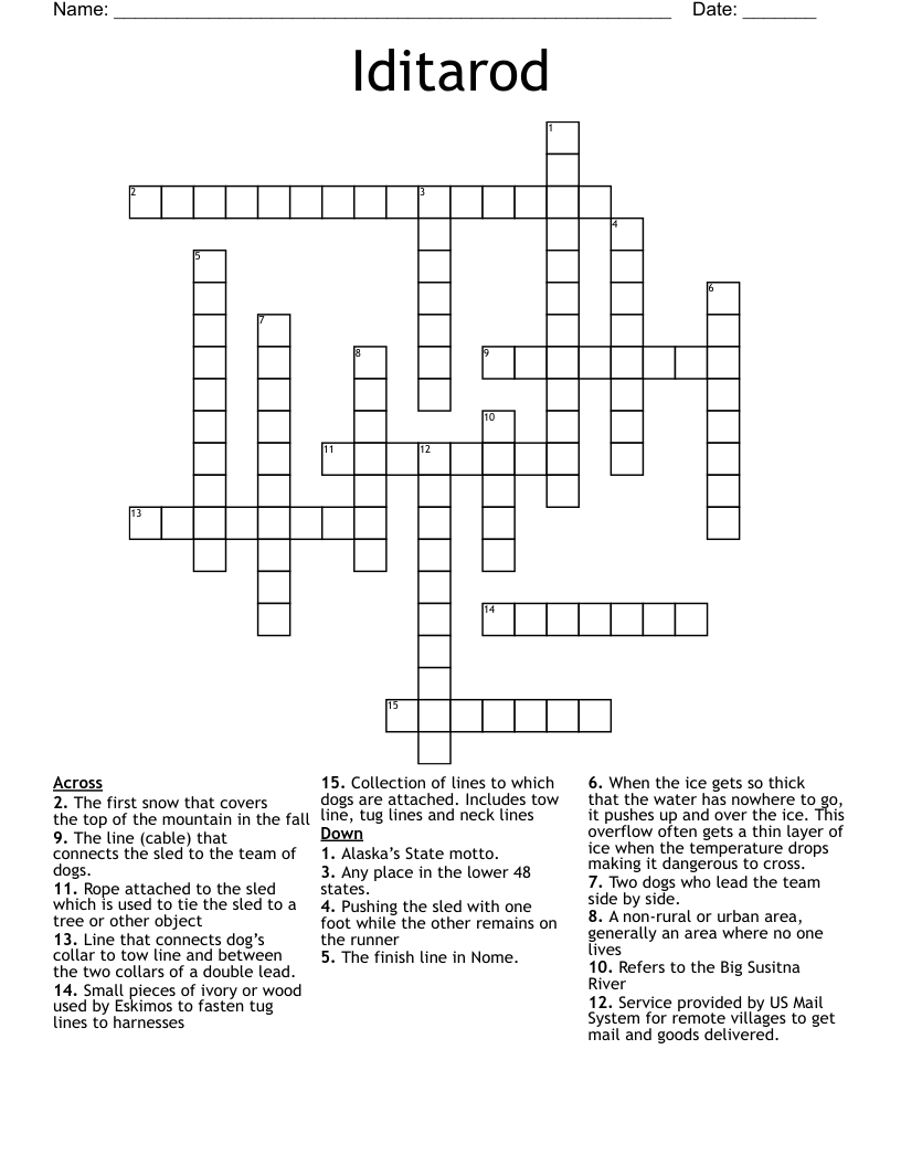 Iditarod Crossword