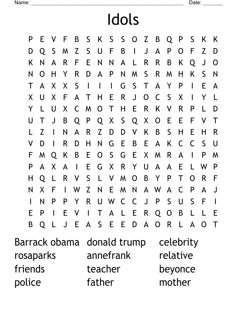 Idols Word Search