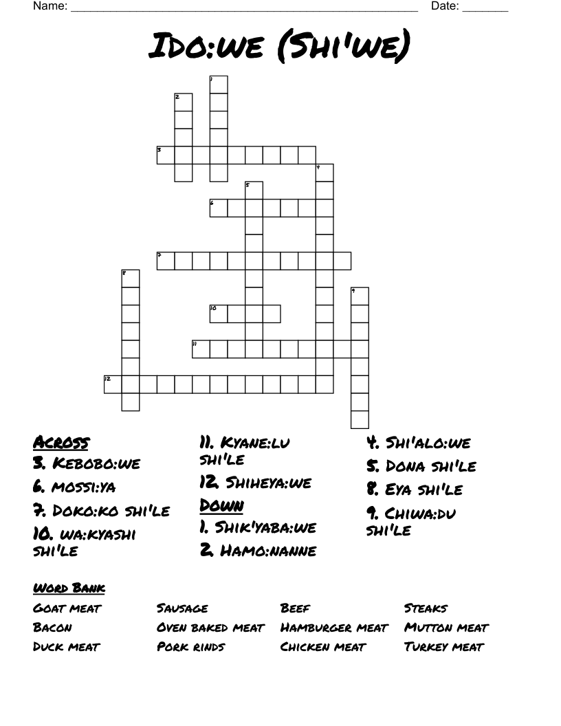 Ido:we (Shi'we) Crossword