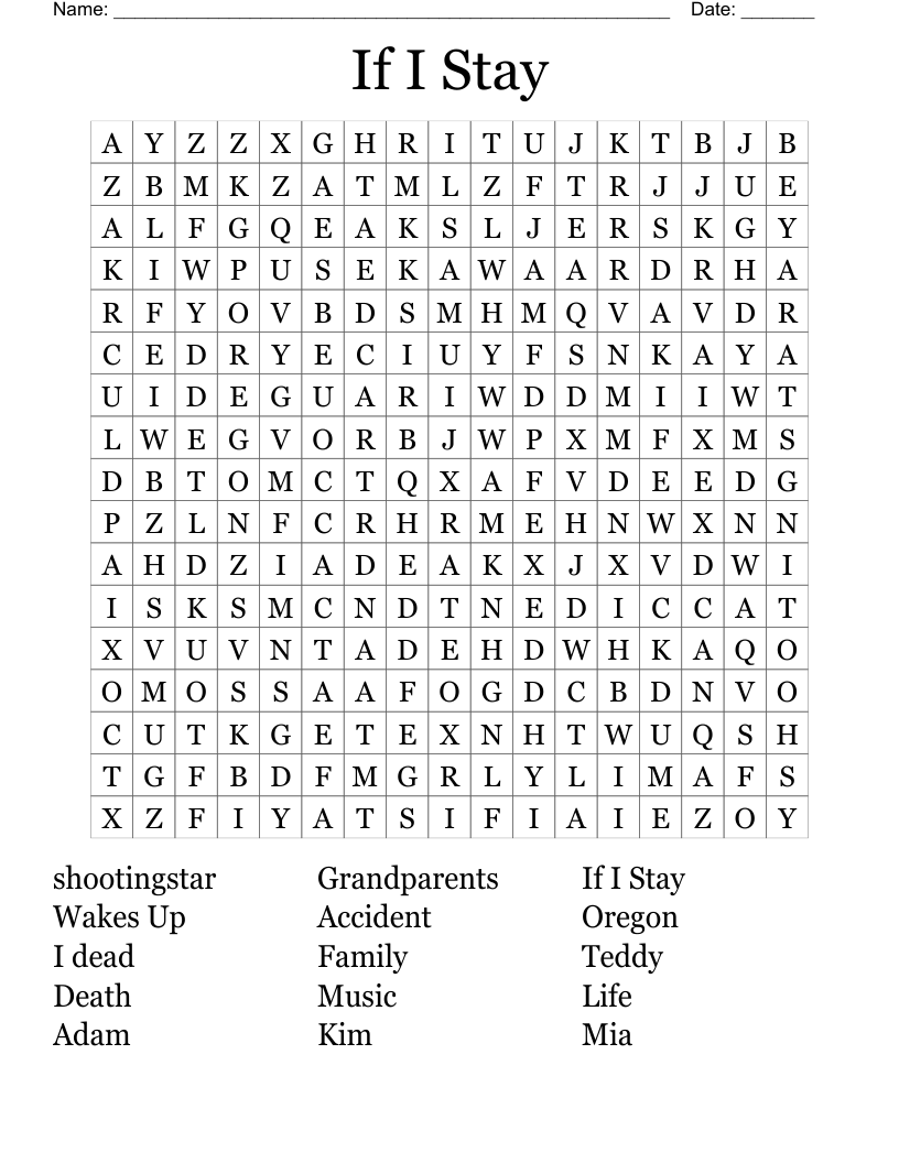 If I Stay Word Search