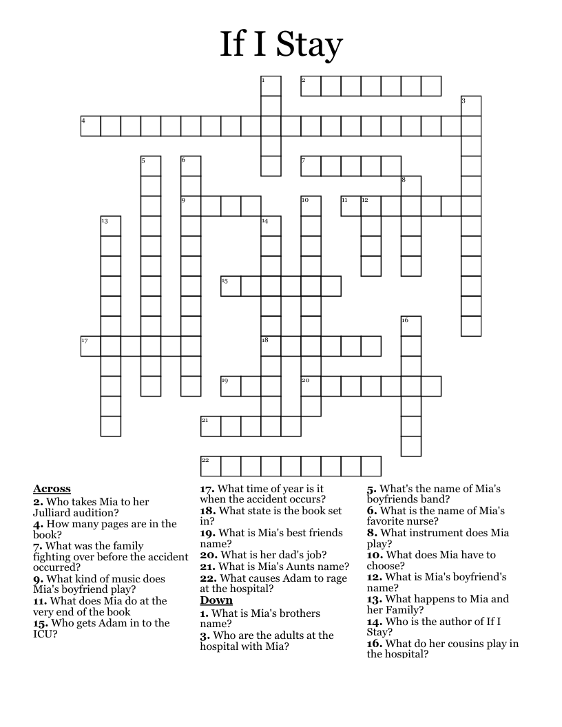 If I Stay Crossword