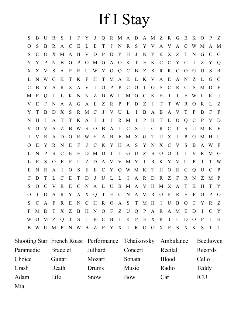 If I Stay Word Search