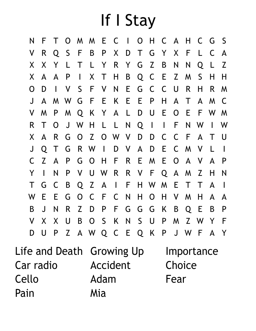 If I Stay Word Search