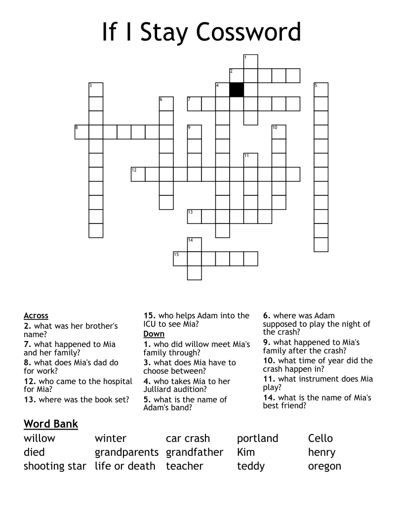 If I Stay Cossword Crossword