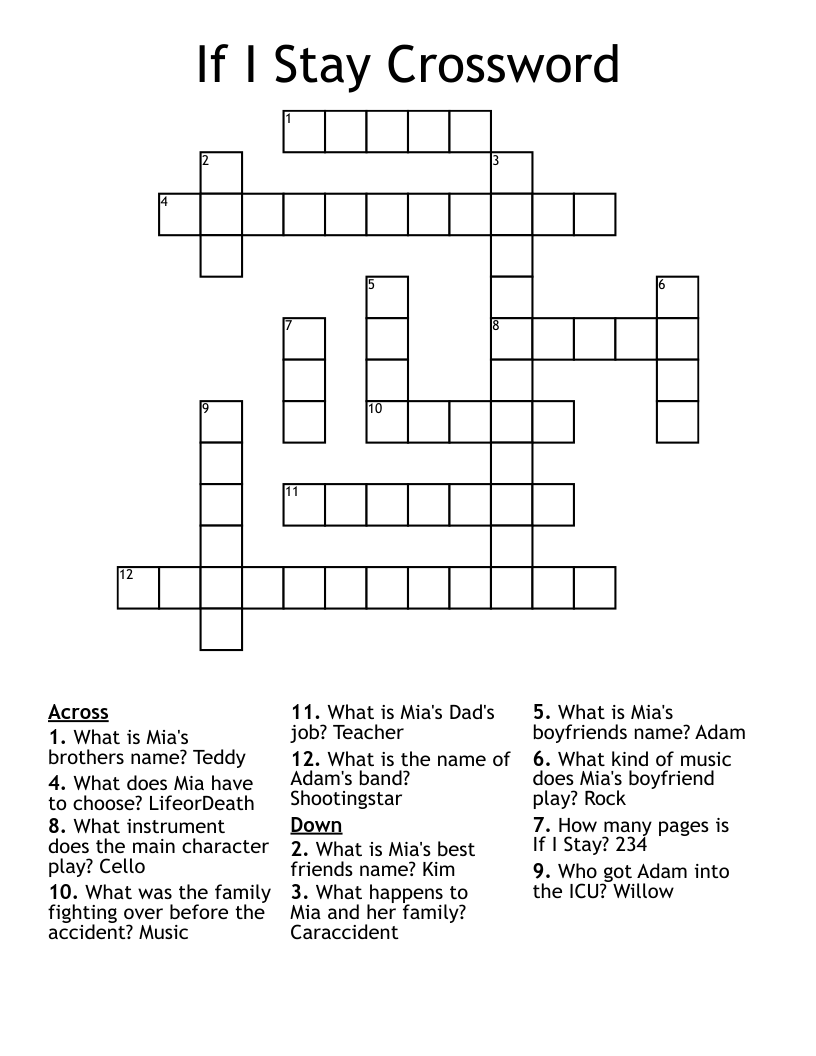 If I Stay Crossword