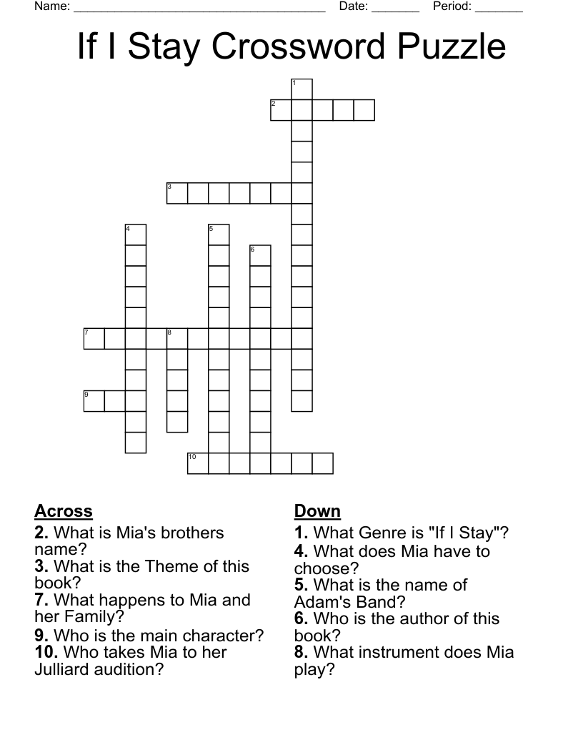 If I Stay Crossword Puzzle