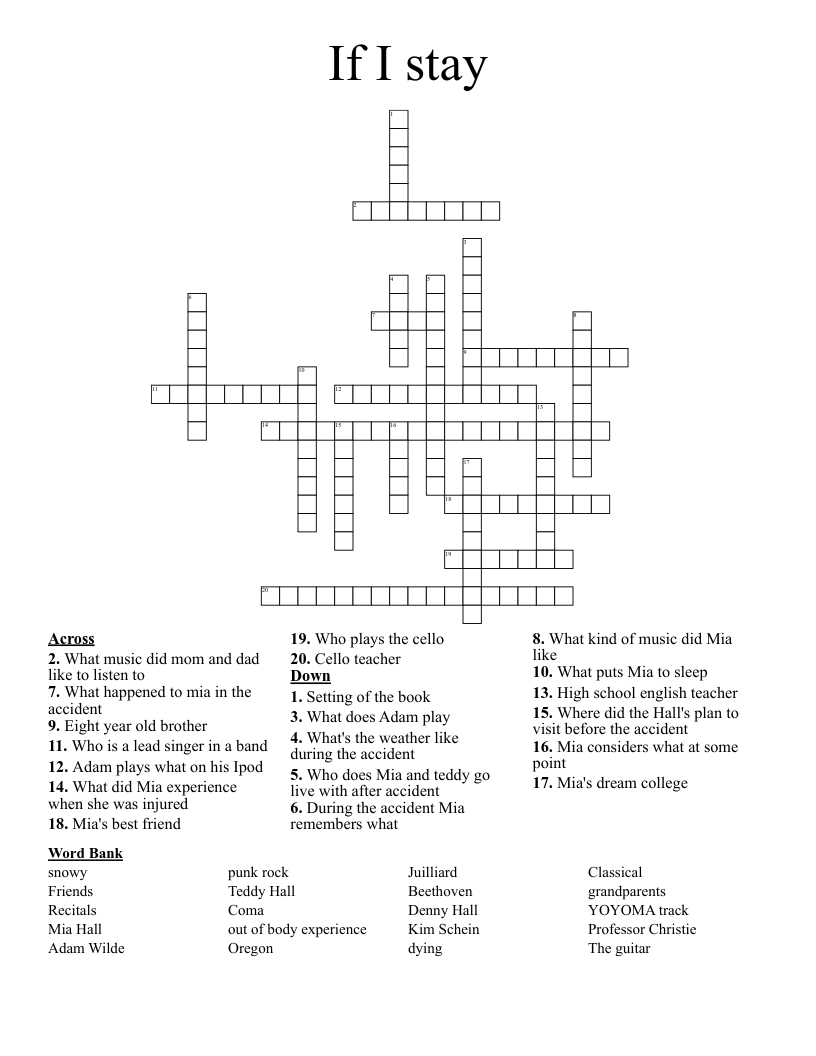 If I stay Crossword
