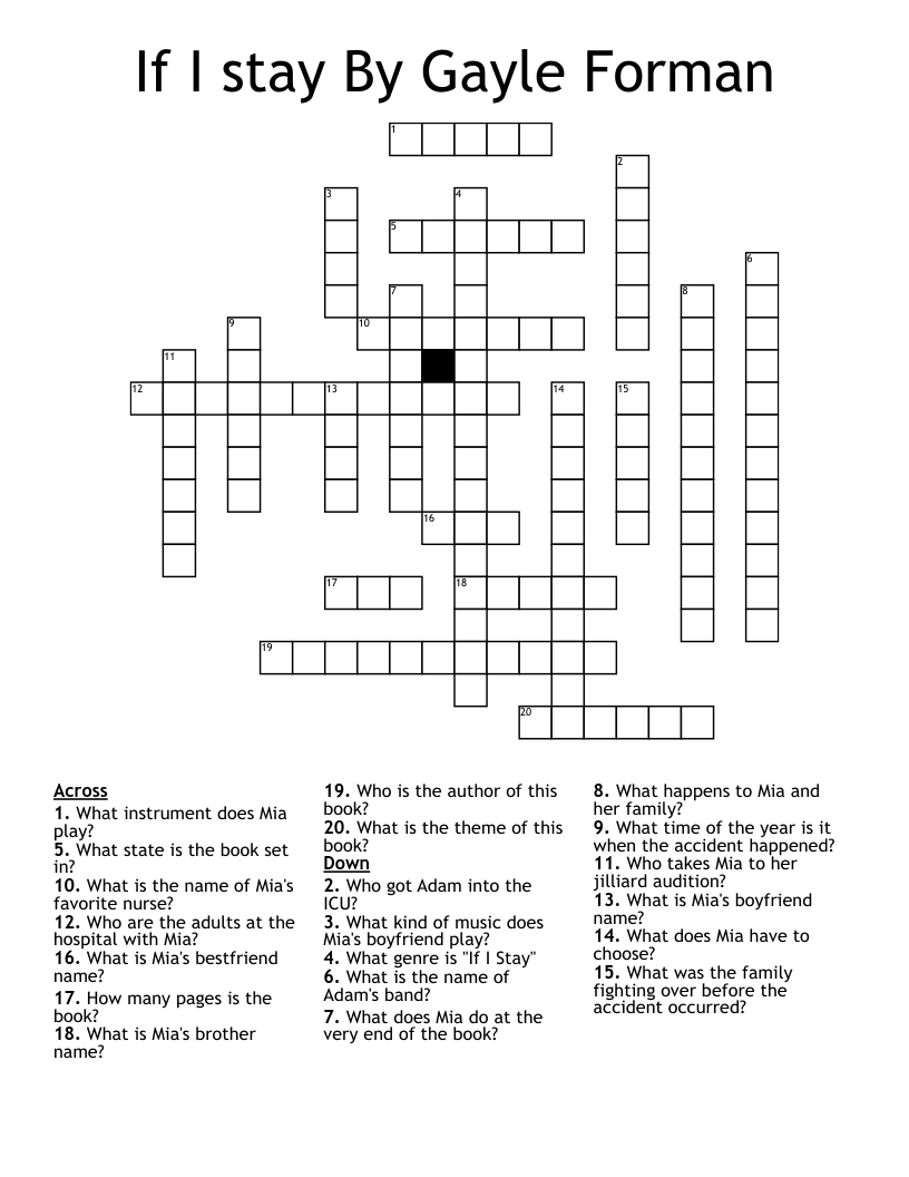 If I stay By Gayle Forman Crossword