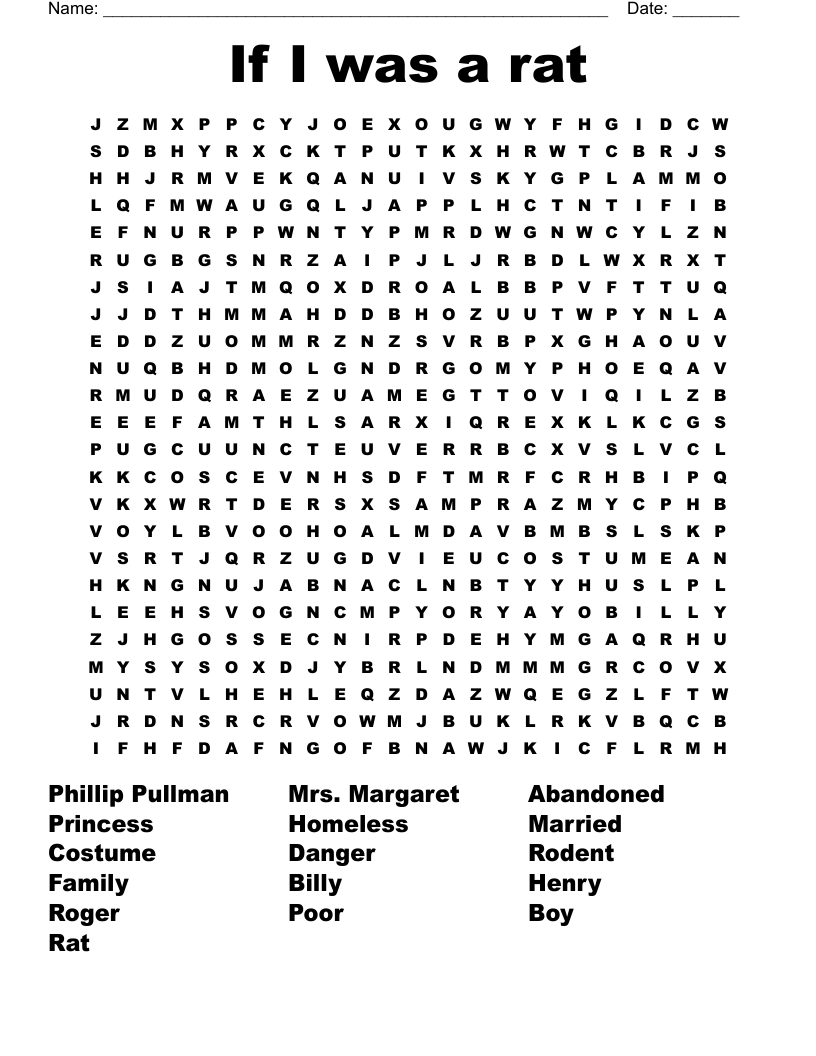 Word Surch Rats If I was a rat Word Search - WordMint