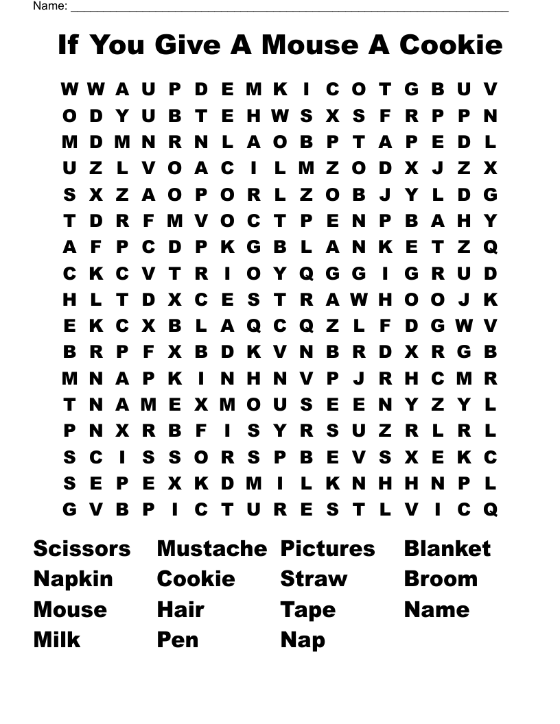If You Give A Mouse A Cookie Word Search