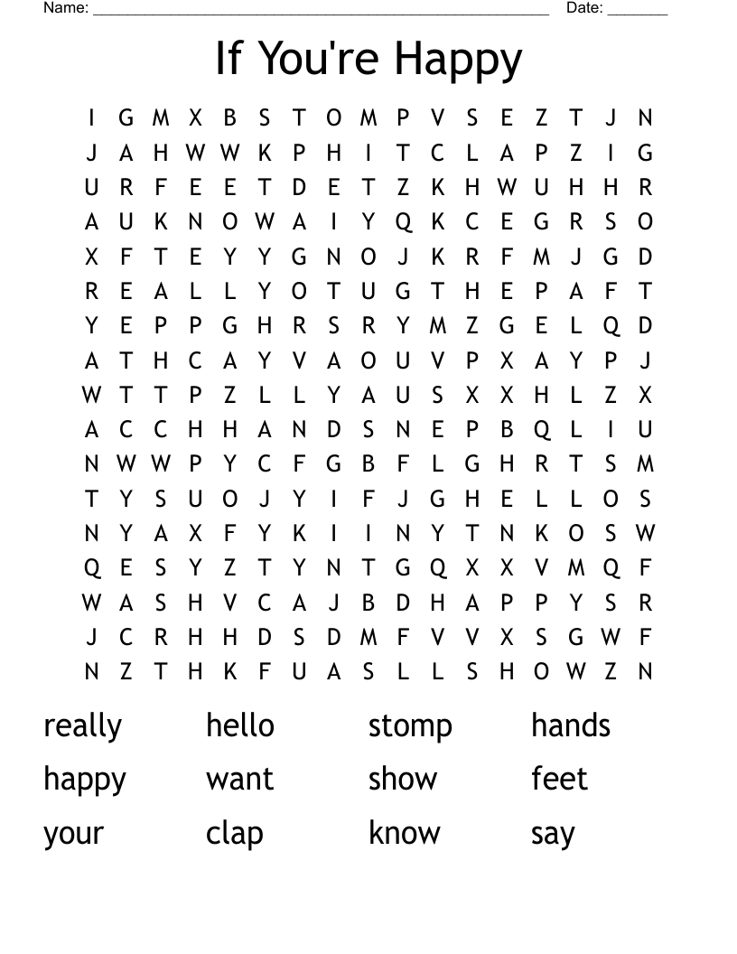 If You're Happy Word Search
