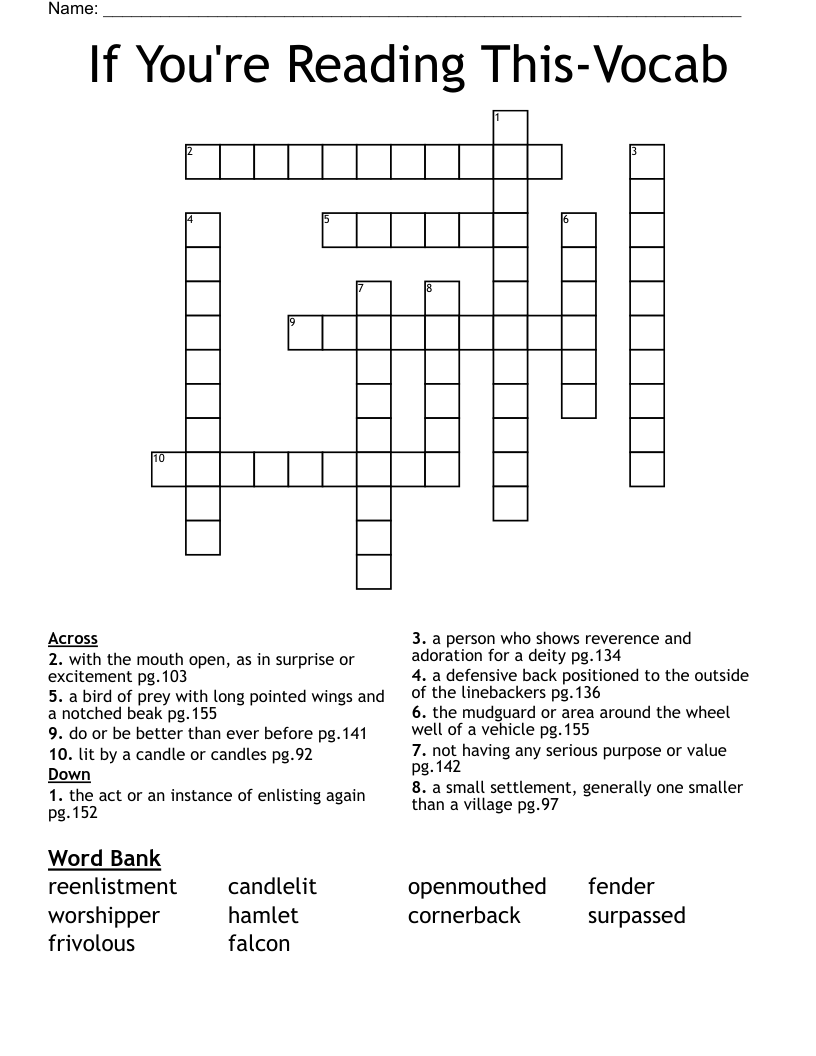 If You're Reading This-Vocab Crossword