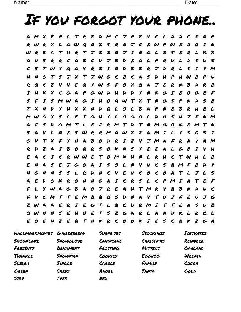 If you forgot your phone.. Word Search